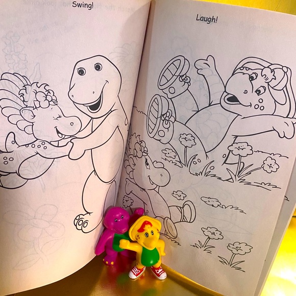 BARNEY THE PURPLE DINOSAUR 90s BUNDLE BJ & BARNEY FIGURES & BARNEY ACTIVITY BOOK - Picture 8 of 8